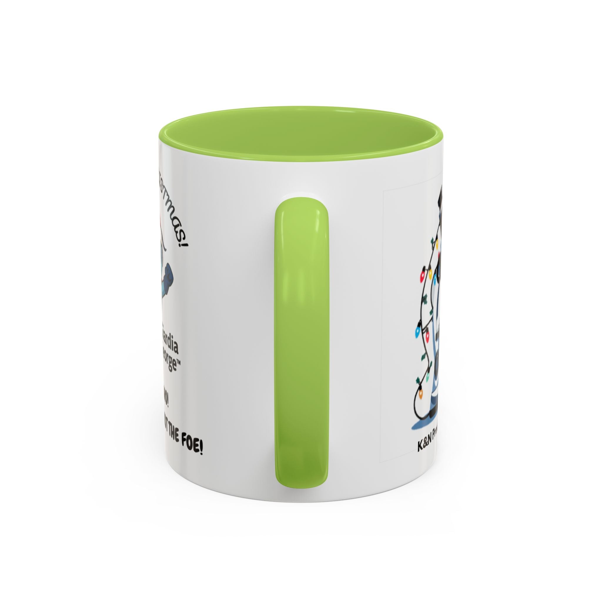 Giardia George™ Holiday Mug – Funny Science Christmas Gift with Microscope & Holly Biohazard