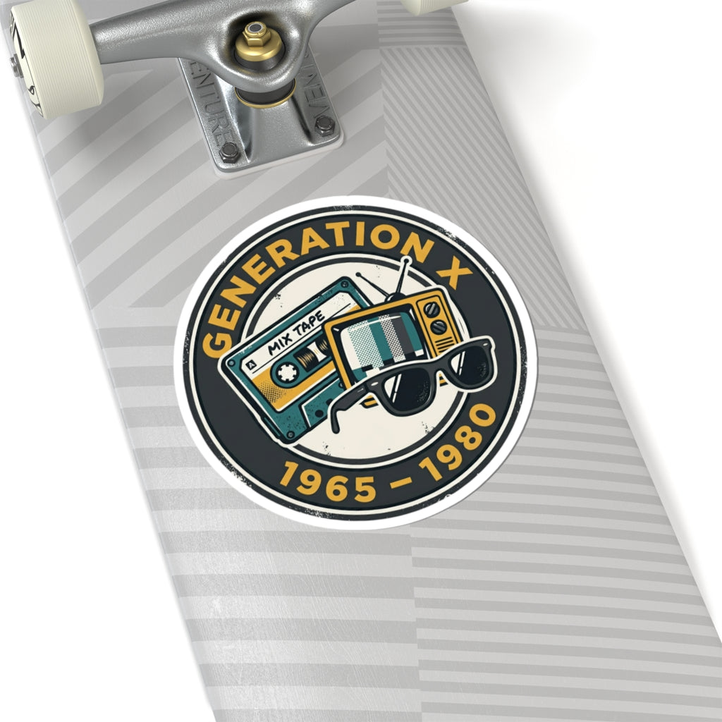 Generation X Retro Vinyl Sticker (1965–1980) – Vintage Cassette & Sunglasses Design | Kiss-Cut Decal | Gen X Gift | Nostalgic 80s Vibe