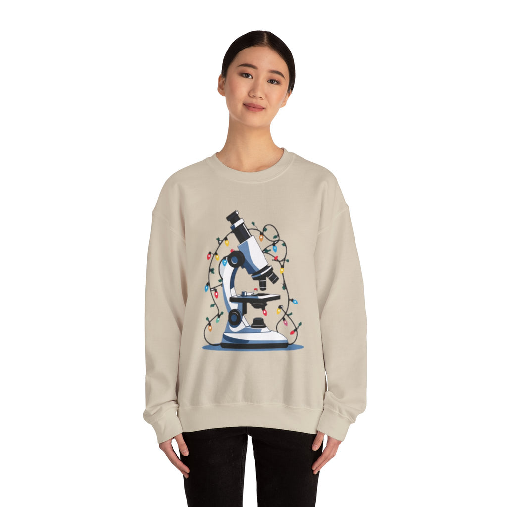 Science Holiday Sweatshirt – Microscope with Lights & Lab Poem “’Twas the Shift Before Christmas”