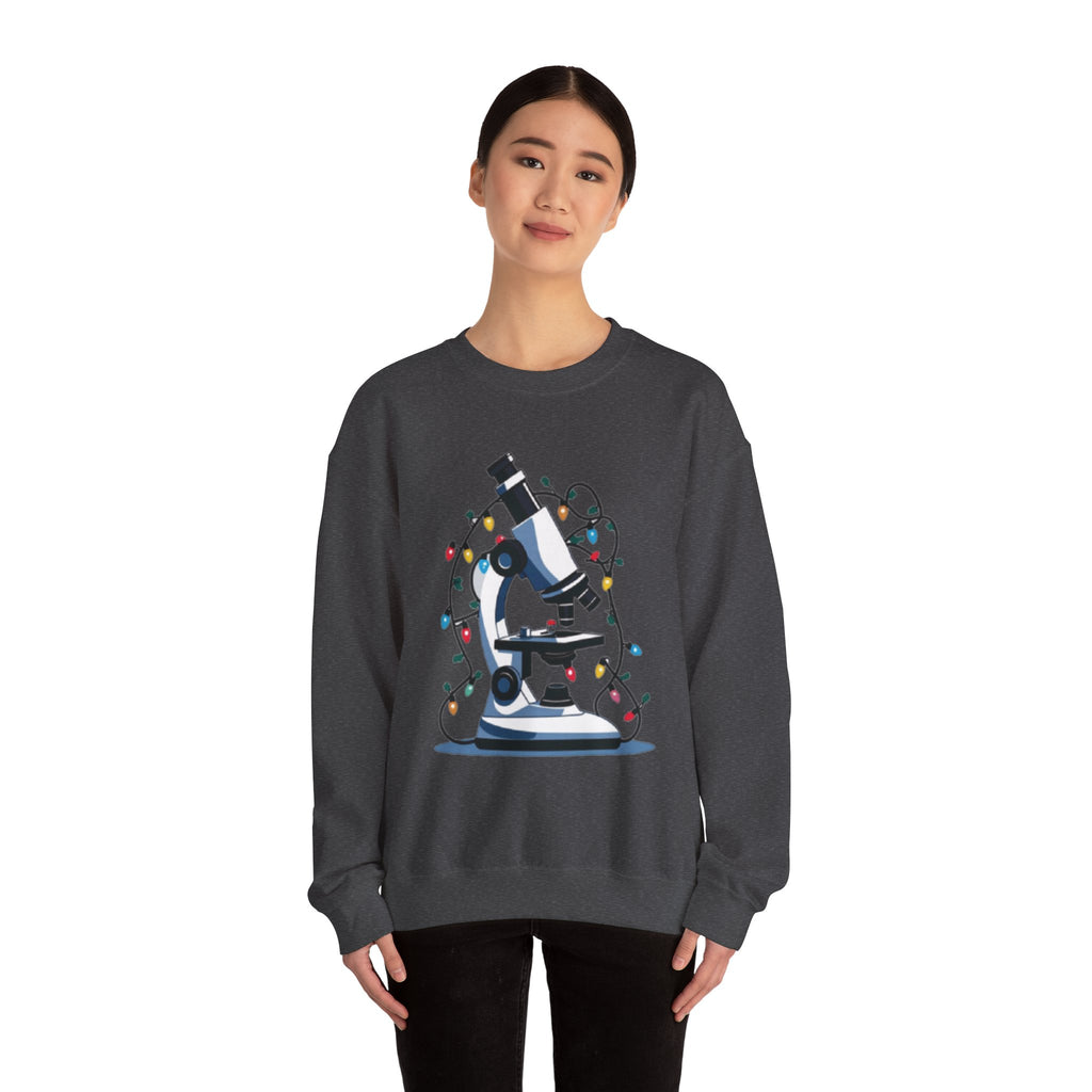 Science Holiday Sweatshirt – Microscope with Lights & Lab Poem “’Twas the Shift Before Christmas”