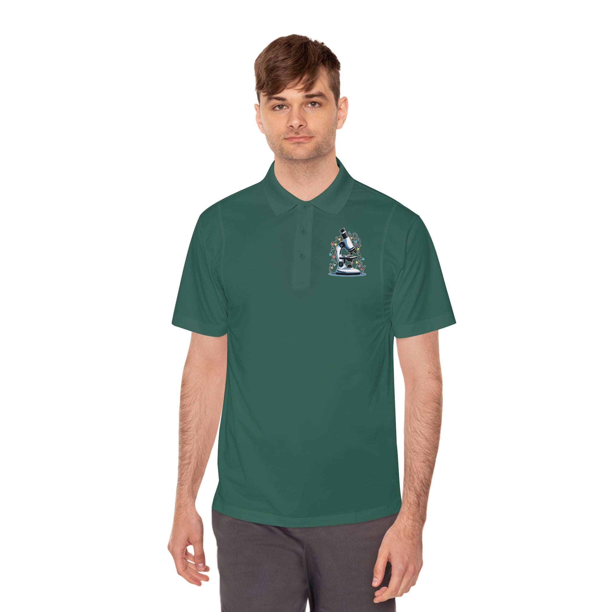 Microscope Lights Holiday Polo – Science-Inspired Christmas Shirt
