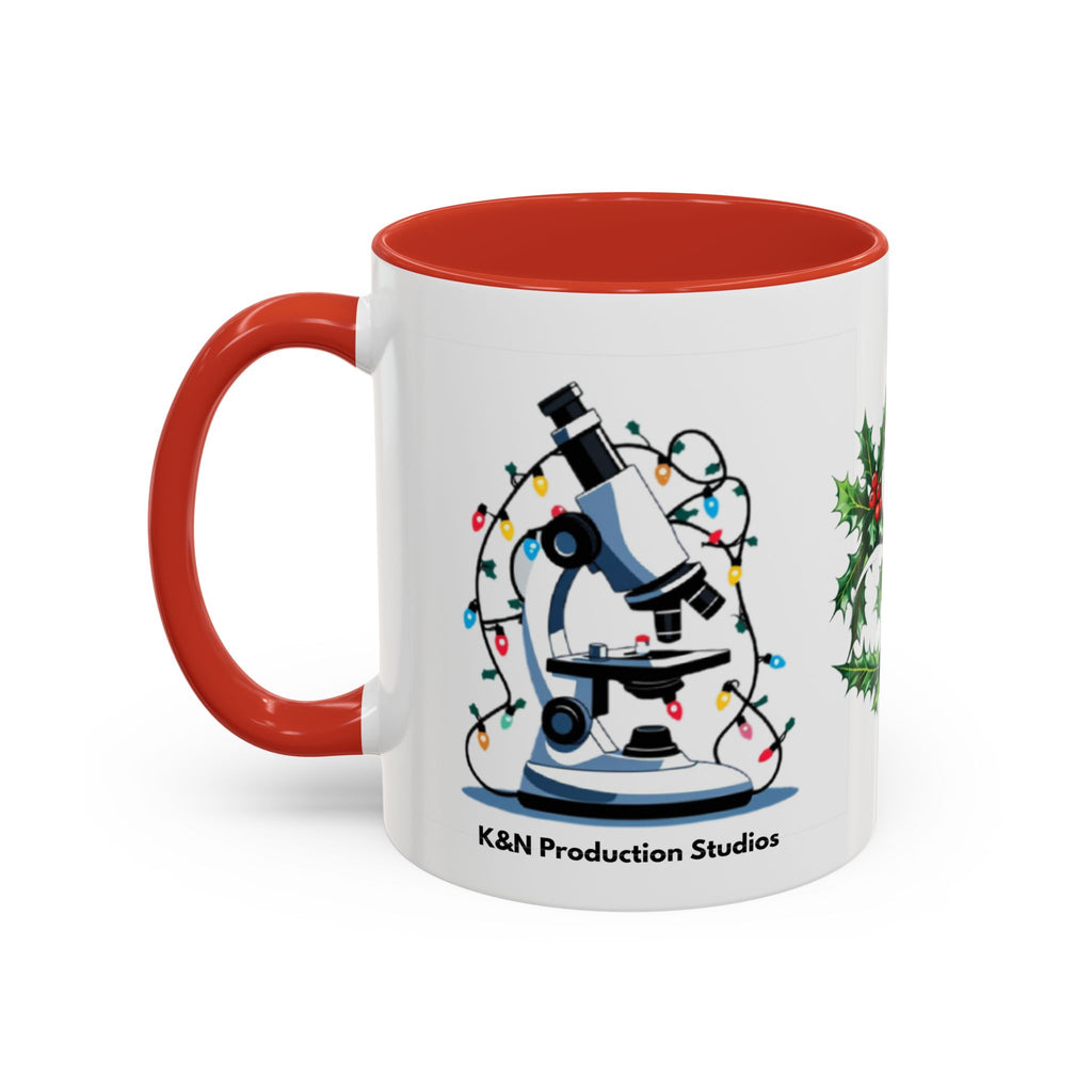 Giardia George™ Holiday Mug – Funny Science Christmas Gift with Microscope & Holly Biohazard