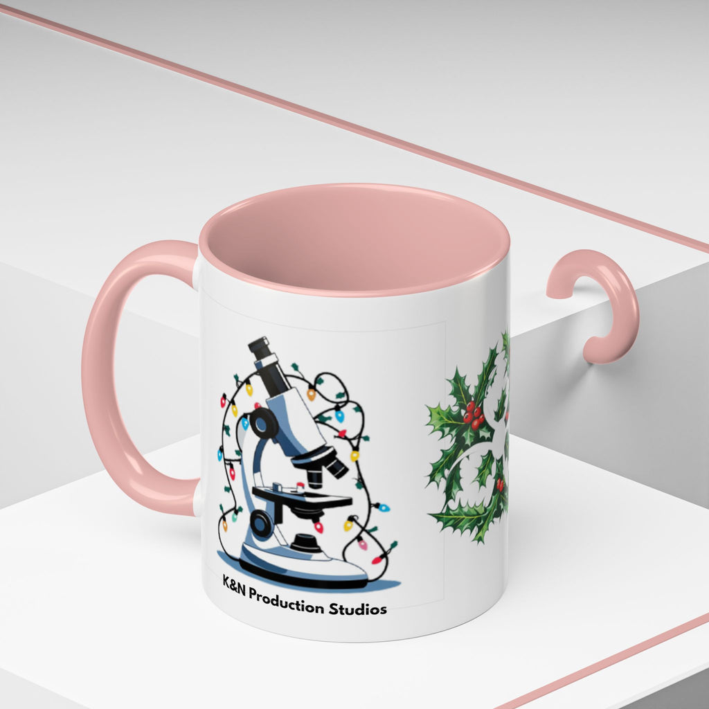 Giardia George™ Holiday Mug – Funny Science Christmas Gift with Microscope & Holly Biohazard