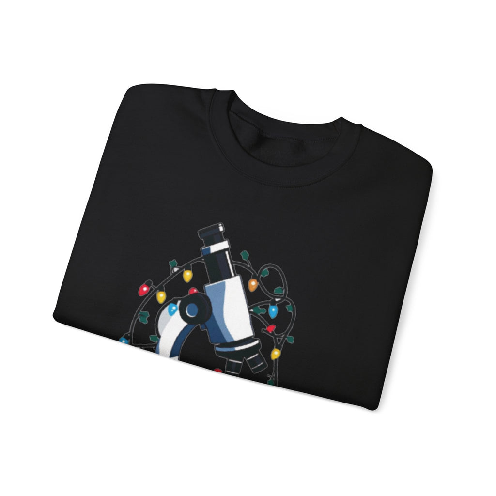 Science Holiday Sweatshirt – Microscope with Lights & Lab Poem “’Twas the Shift Before Christmas”