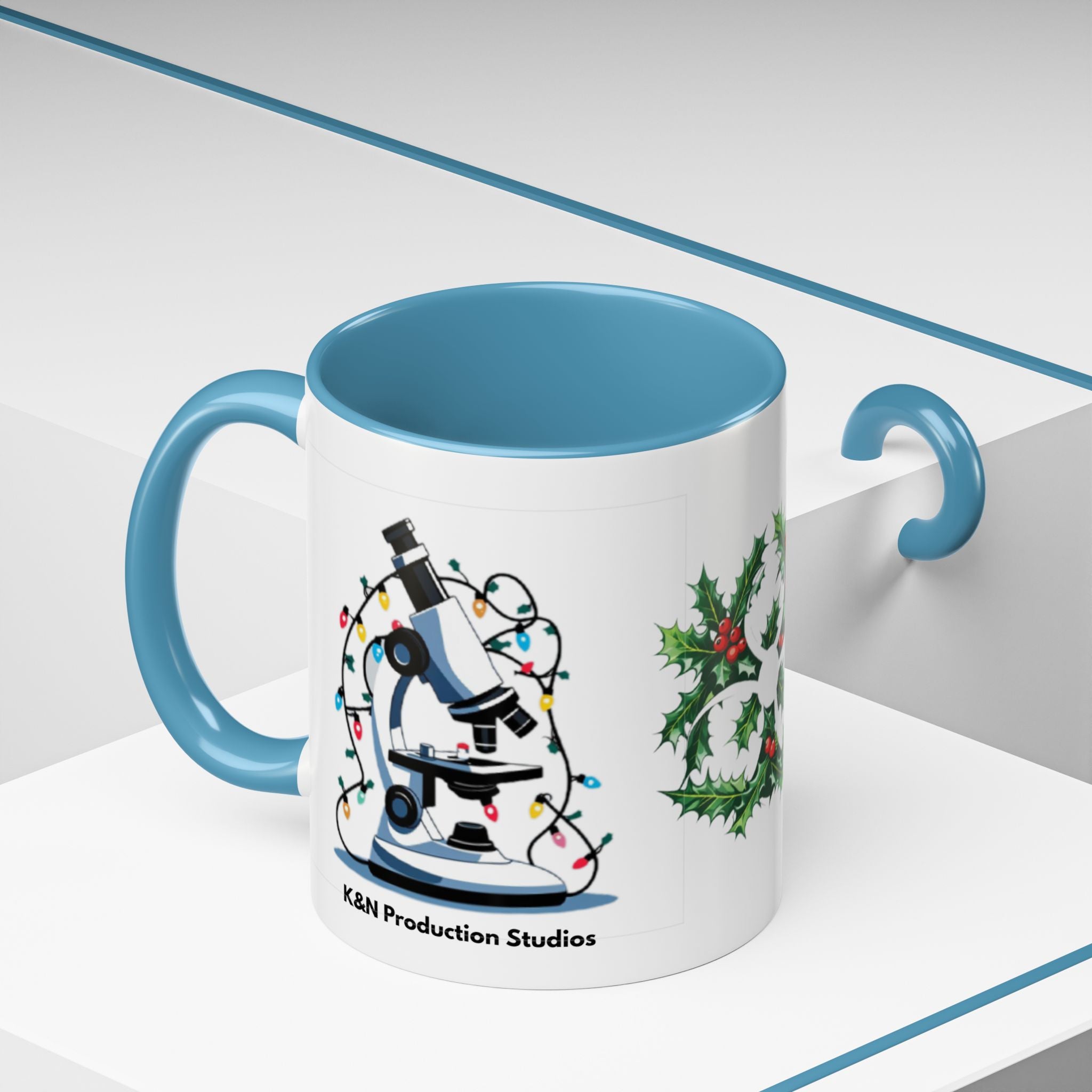 Giardia George™ Holiday Mug – Funny Science Christmas Gift with Microscope & Holly Biohazard