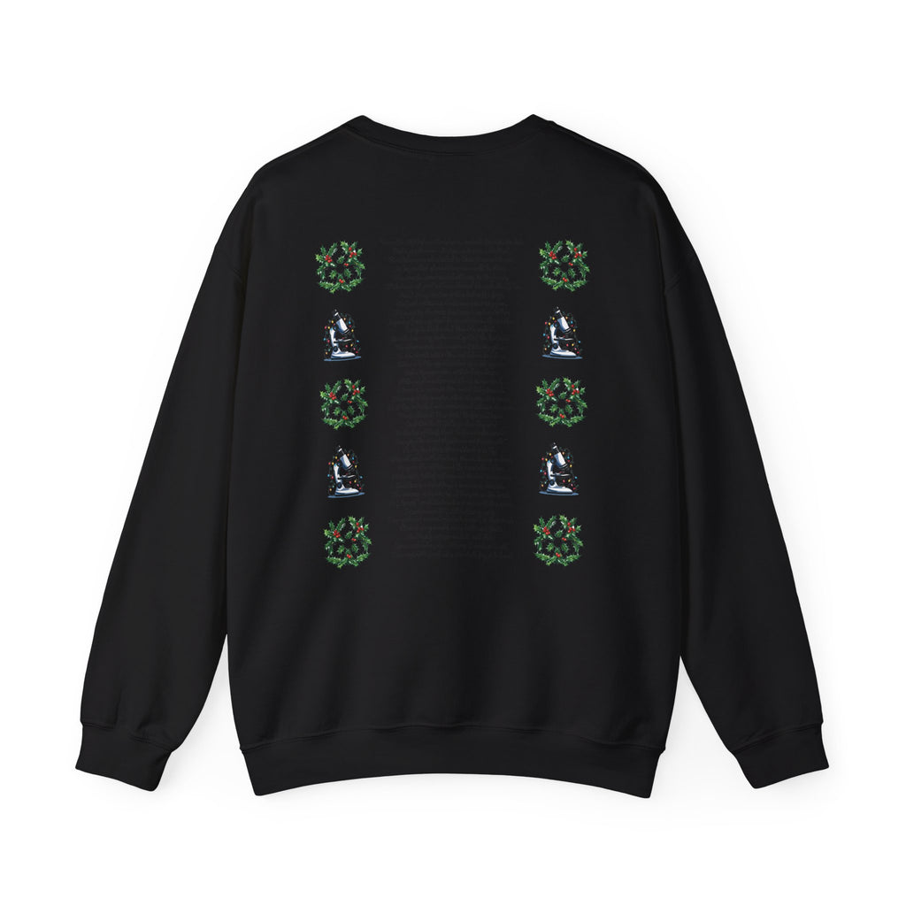 Science Holiday Sweatshirt – Microscope with Lights & Lab Poem “’Twas the Shift Before Christmas”