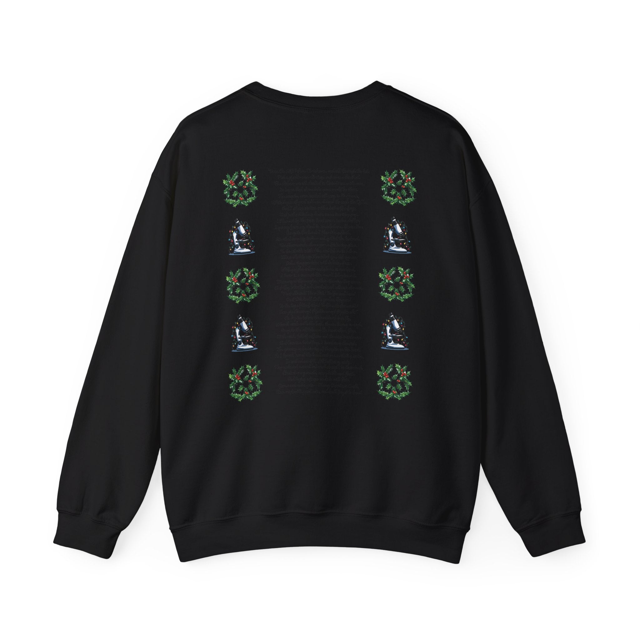 Science Holiday Sweatshirt – Microscope with Lights & Lab Poem “’Twas the Shift Before Christmas”