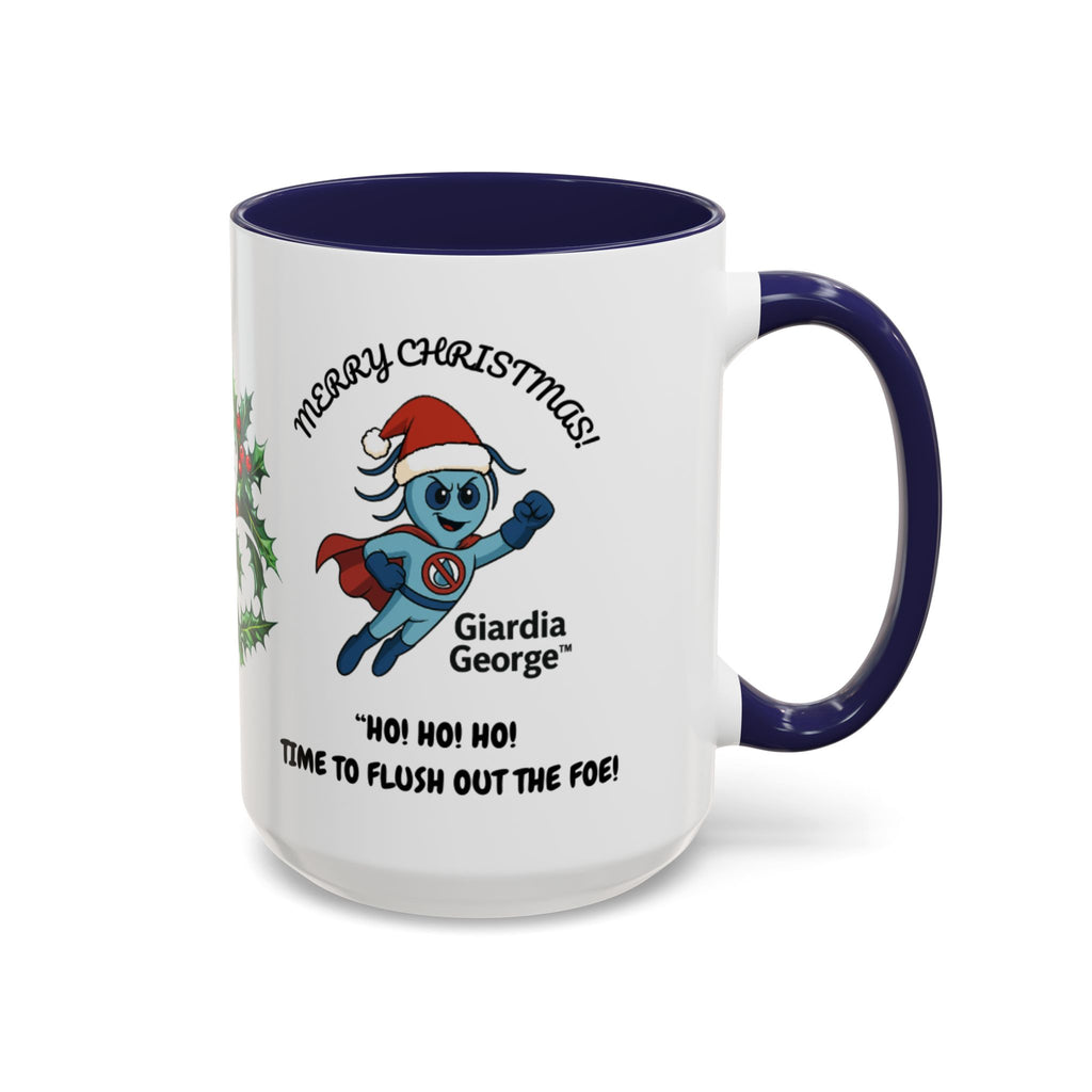 Giardia George™ Holiday Mug – Funny Science Christmas Gift with Microscope & Holly Biohazard