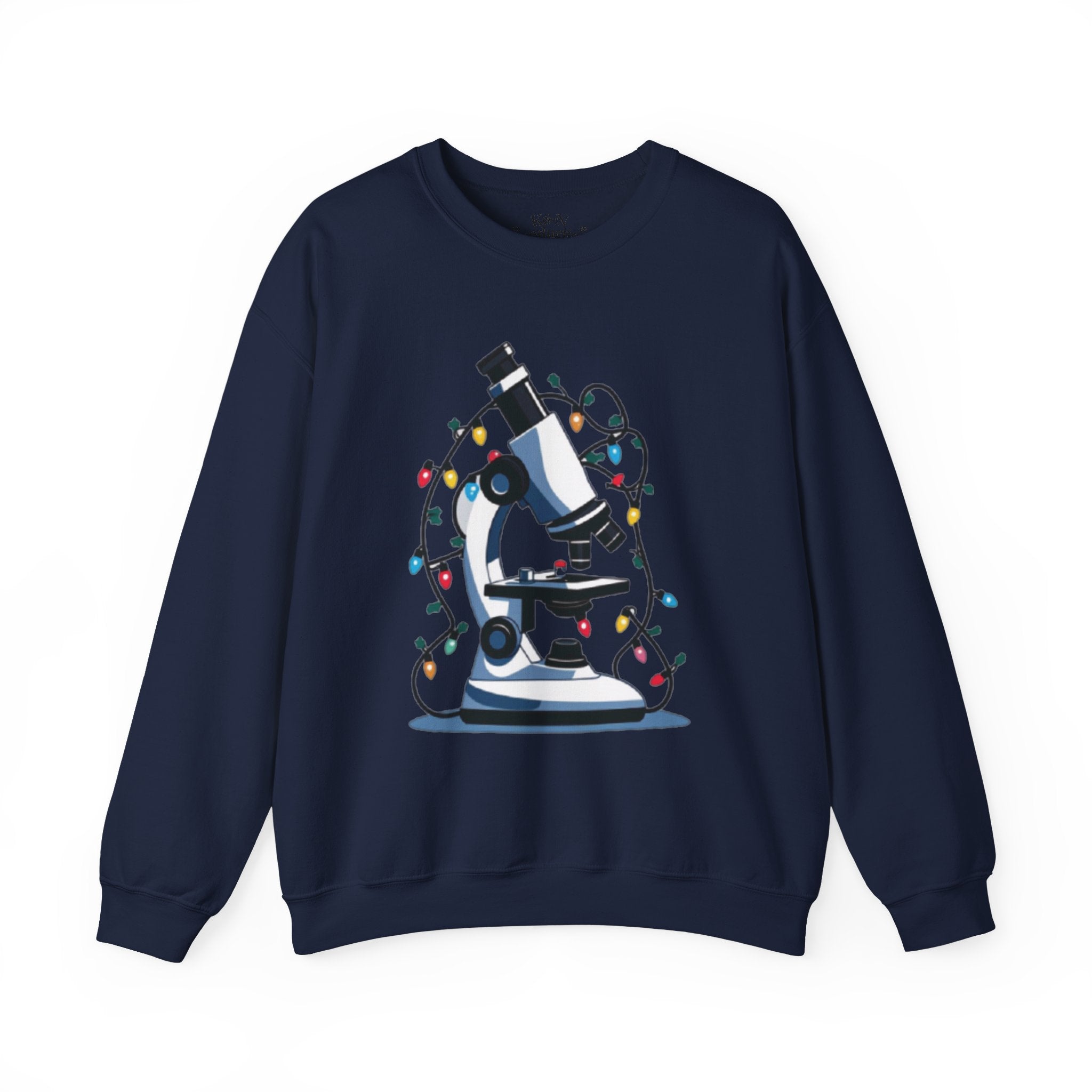 Science Holiday Sweatshirt – Microscope with Lights & Lab Poem “’Twas the Shift Before Christmas”