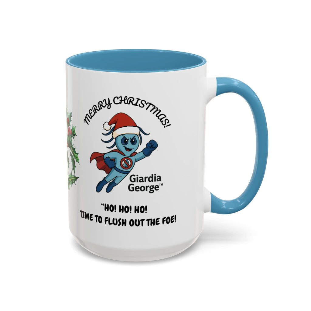 Giardia George™ Holiday Mug – Funny Science Christmas Gift with Microscope & Holly Biohazard