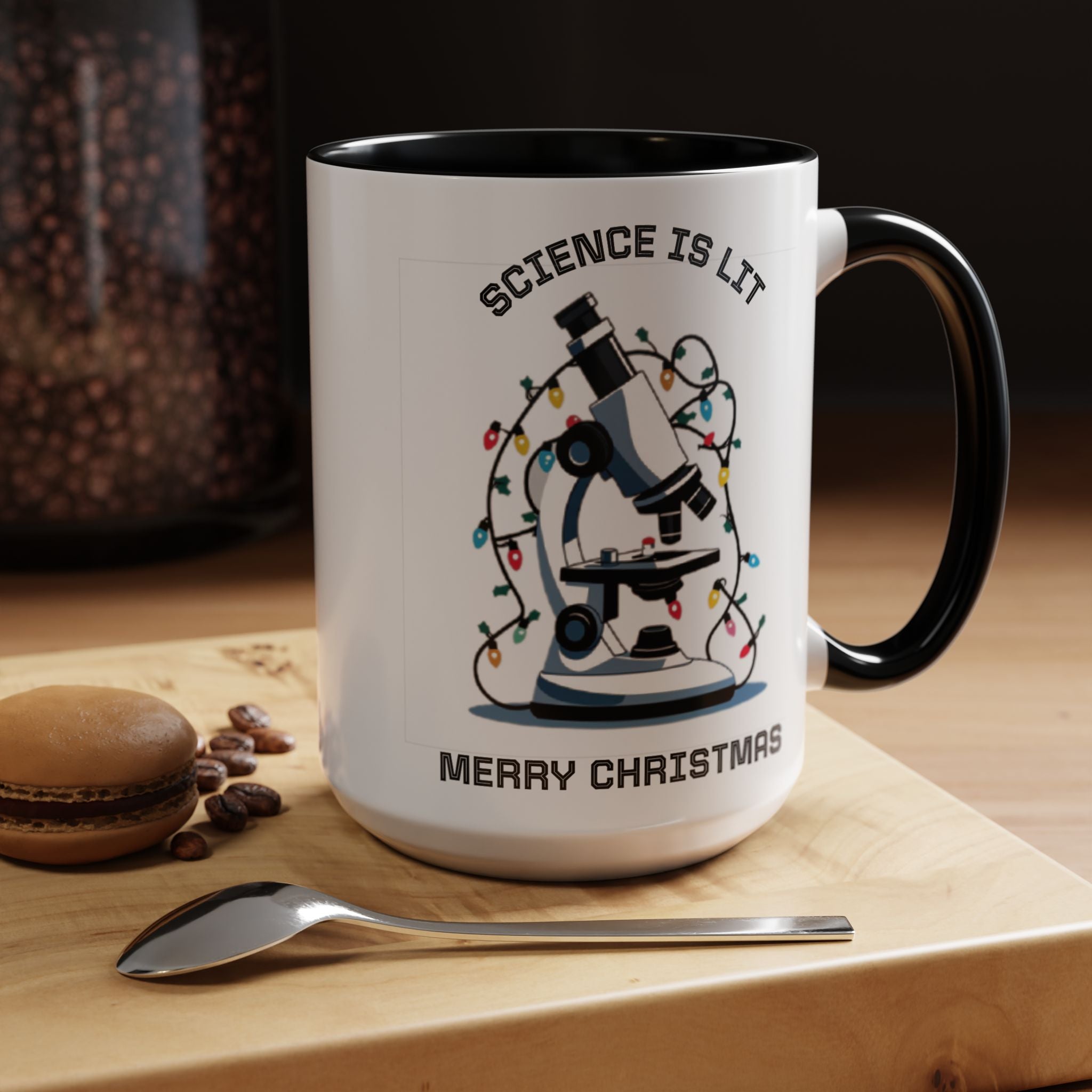 Festive Science Mug – “Science Is Lit” & “Deck the Halls” Dual-Sided Holiday Gift