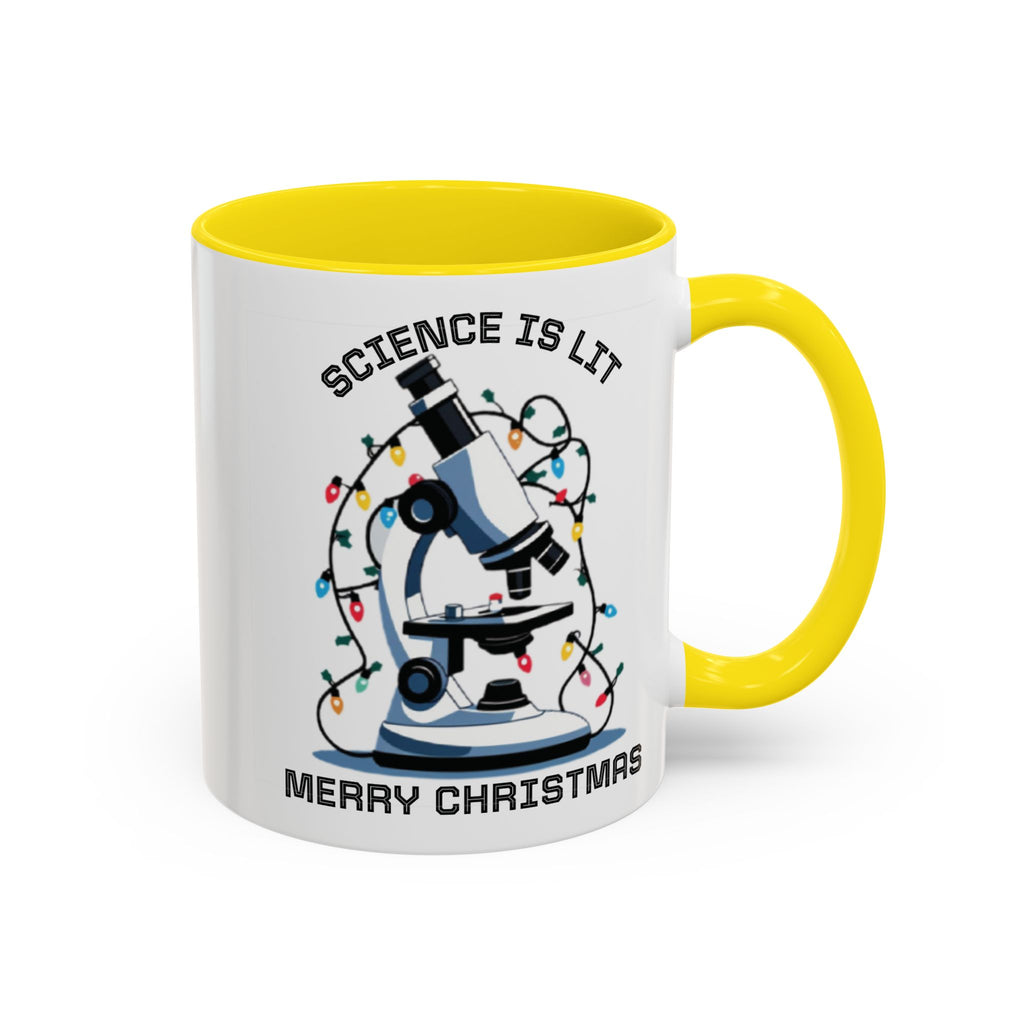 Festive Science Mug – “Science Is Lit” & “Deck the Halls” Dual-Sided Holiday Gift