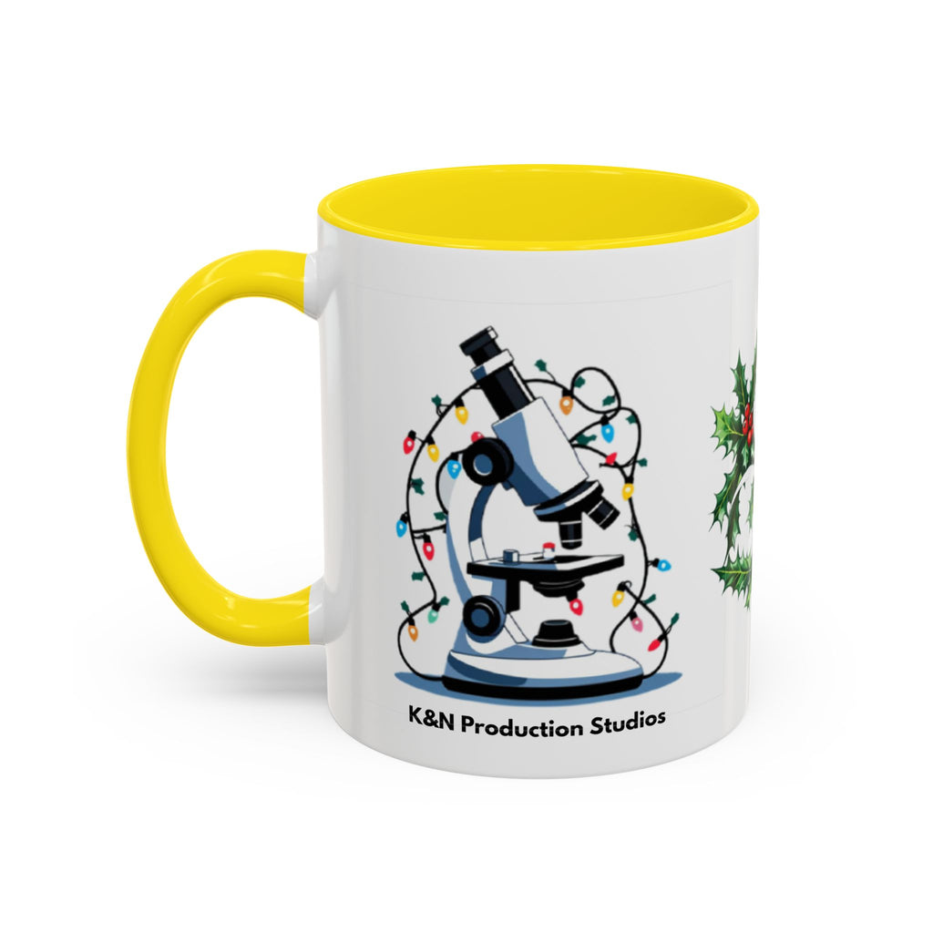 Giardia George™ Holiday Mug – Funny Science Christmas Gift with Microscope & Holly Biohazard