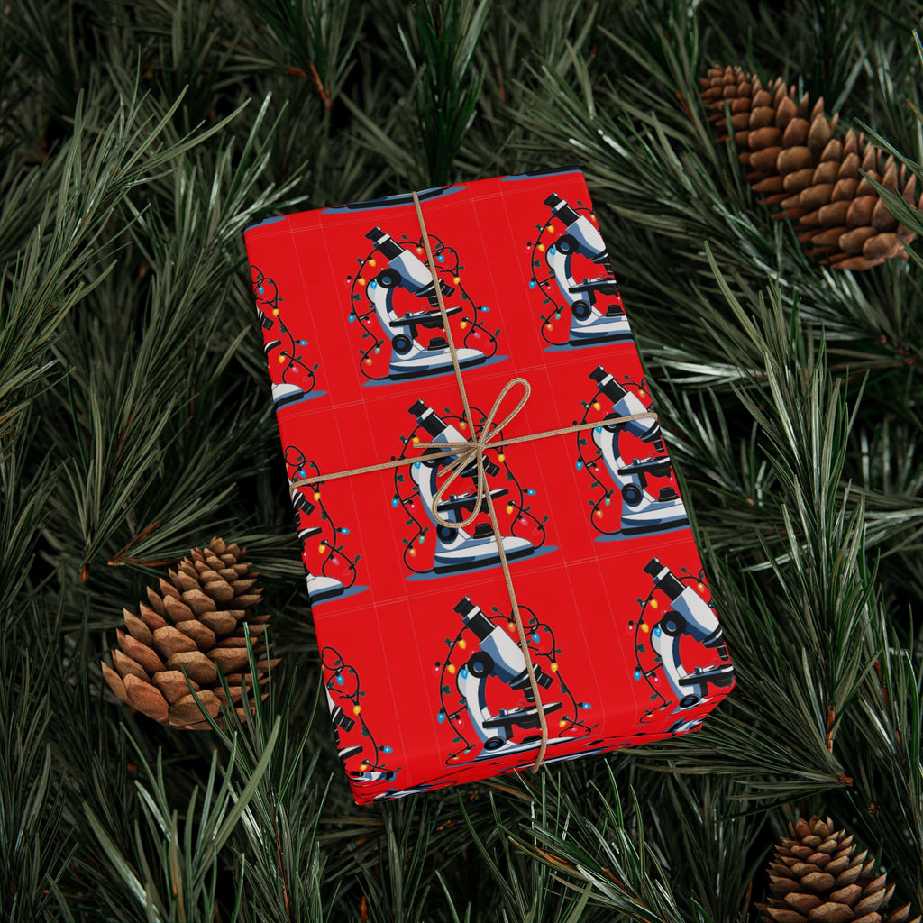 Festive Microscope Gift Wrap – Holiday Wrapping Paper for Curious Minds