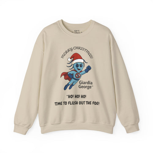 Giardia George Christmas Sweatshirt — ‘Ho! Ho! Ho! Time to Flush Out the Foe!’ Holiday Crewneck