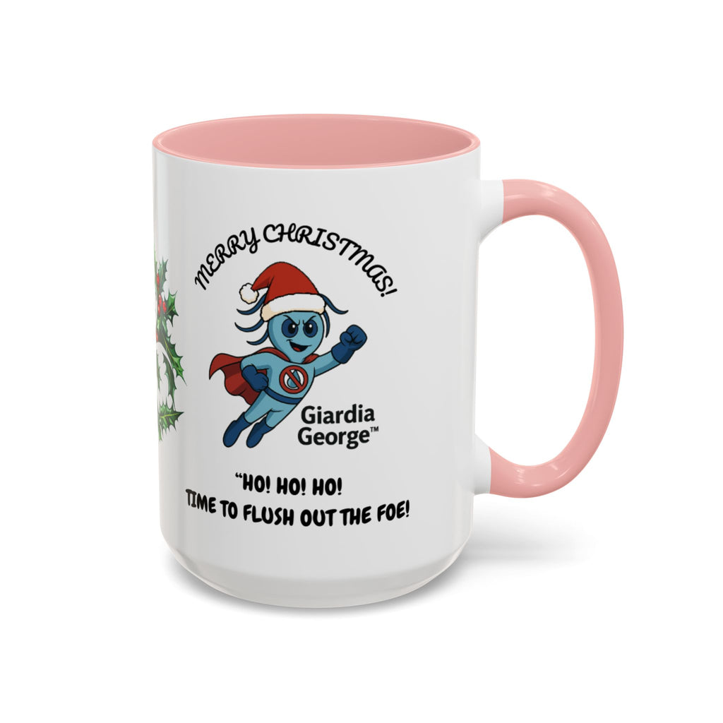 Giardia George™ Holiday Mug – Funny Science Christmas Gift with Microscope & Holly Biohazard