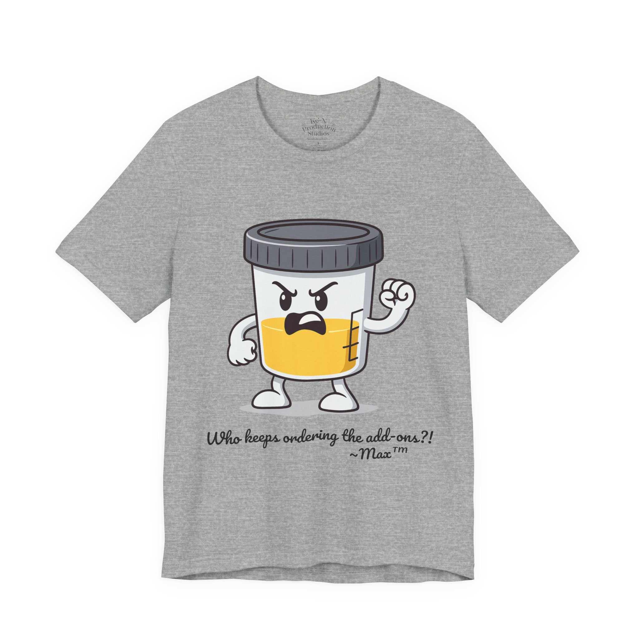 Max™ “Who Keeps Ordering the Add-ons?!” T-Shirt – Customizable Lab Legends™ Character Tee by K&N Production Studios