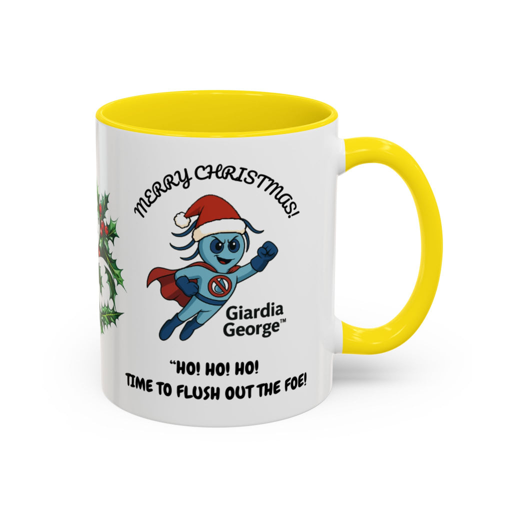 Giardia George™ Holiday Mug – Funny Science Christmas Gift with Microscope & Holly Biohazard