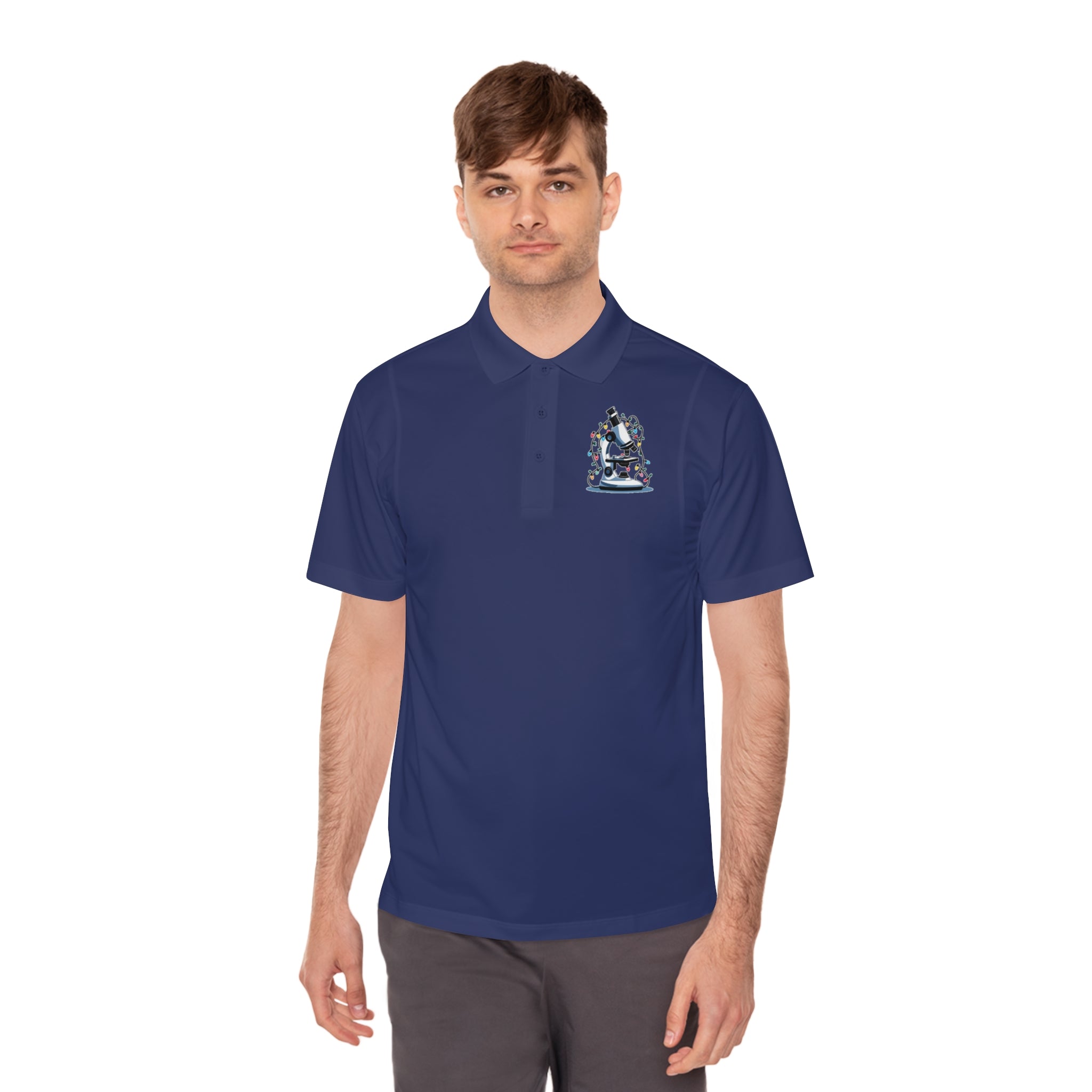 Microscope Lights Holiday Polo – Science-Inspired Christmas Shirt