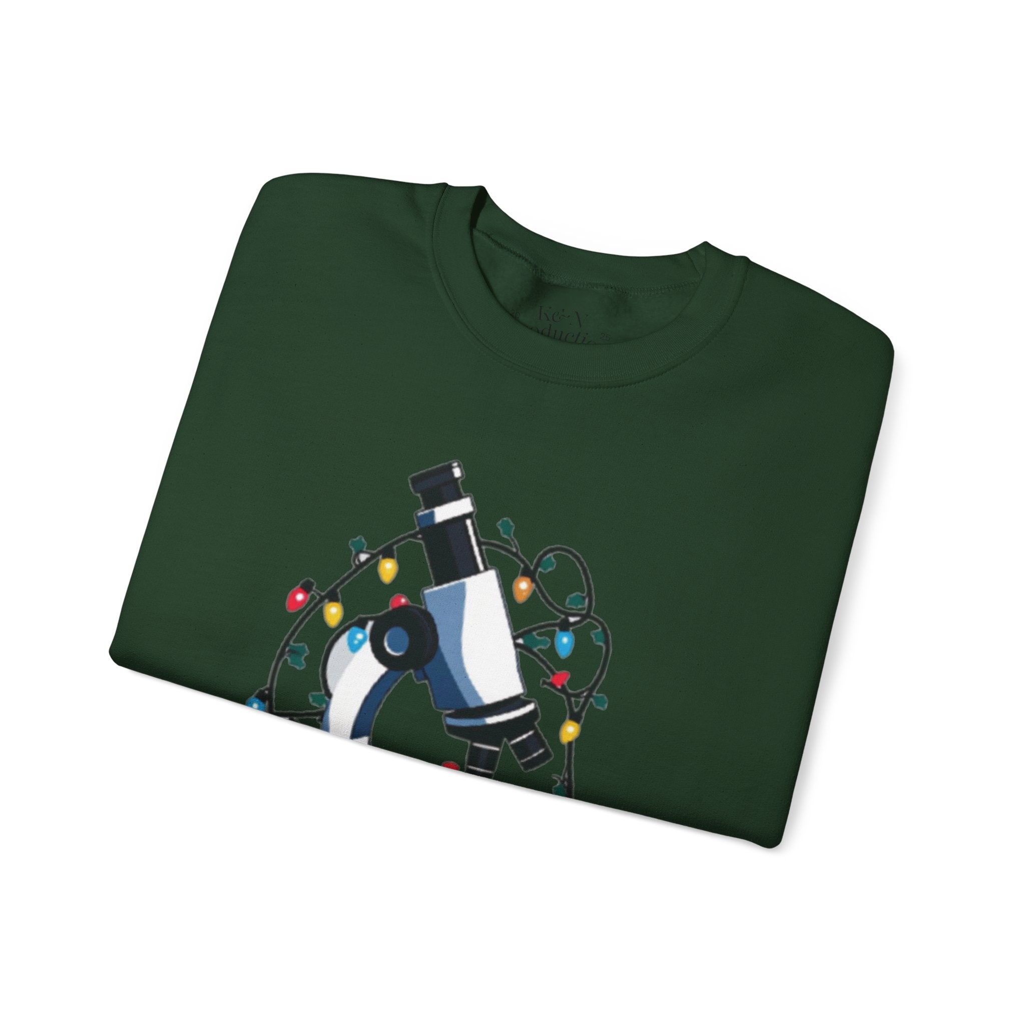 Science Holiday Sweatshirt – Microscope with Lights & Lab Poem “’Twas the Shift Before Christmas”