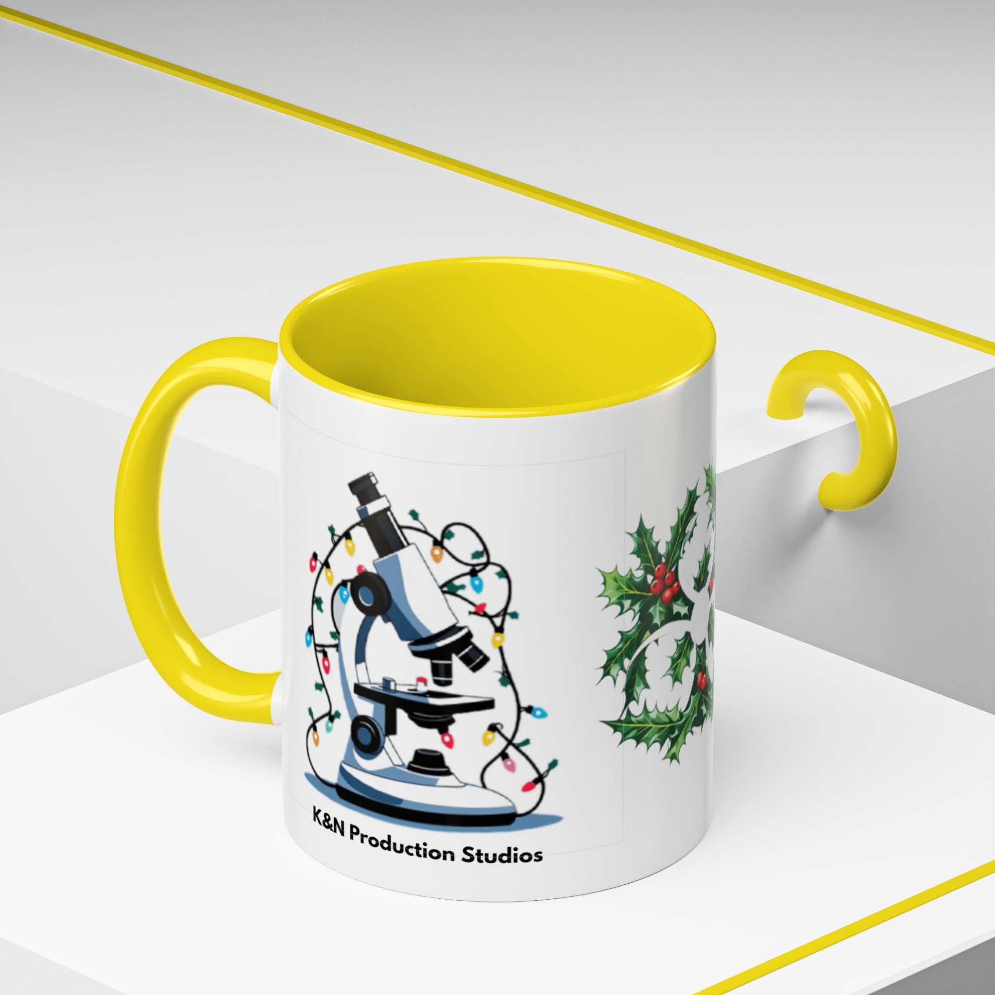 Giardia George™ Holiday Mug – Funny Science Christmas Gift with Microscope & Holly Biohazard