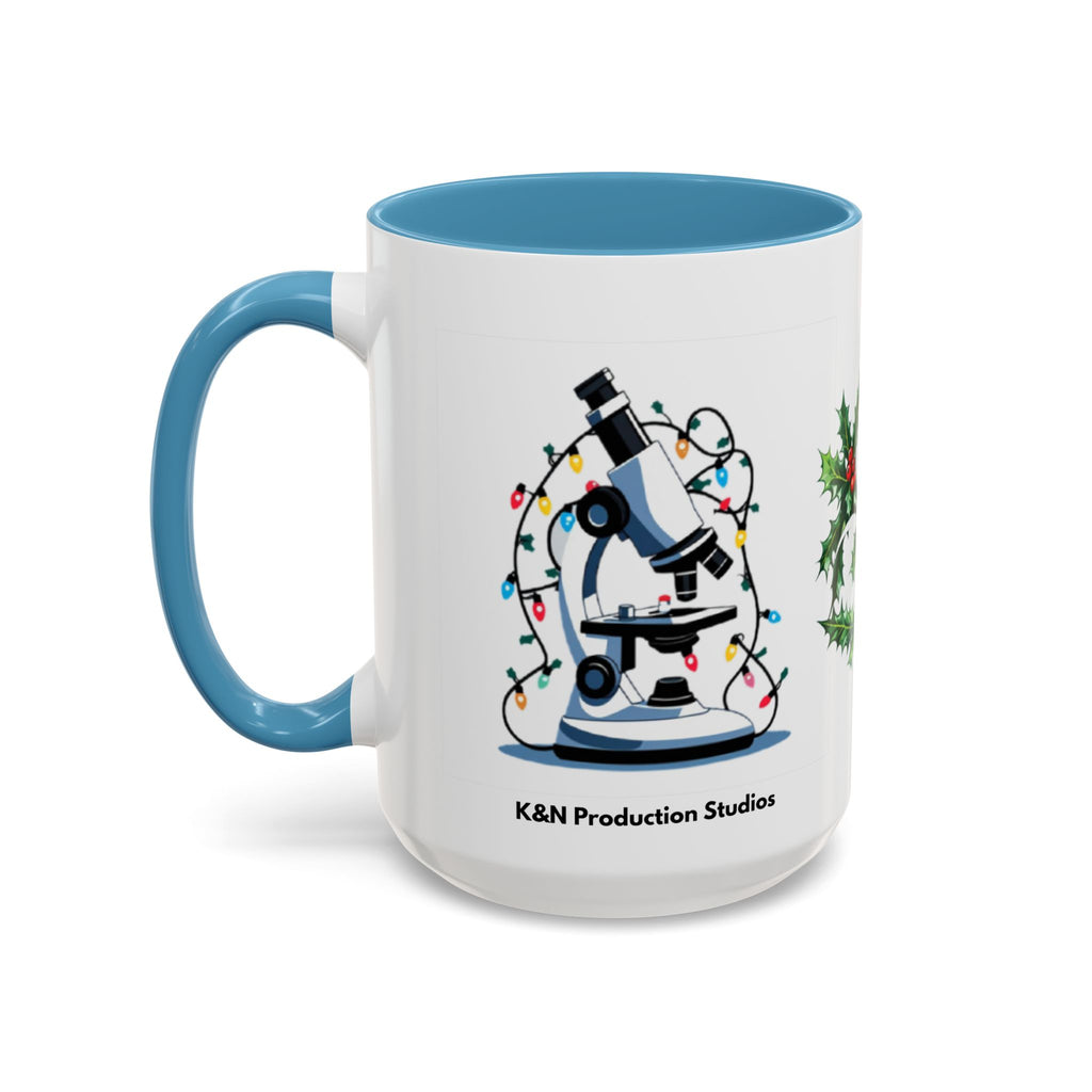 Giardia George™ Holiday Mug – Funny Science Christmas Gift with Microscope & Holly Biohazard