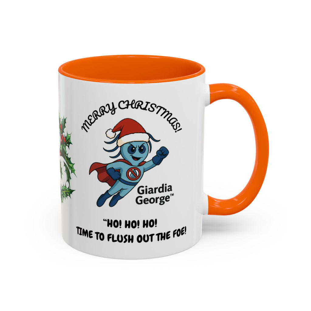 Giardia George™ Holiday Mug – Funny Science Christmas Gift with Microscope & Holly Biohazard