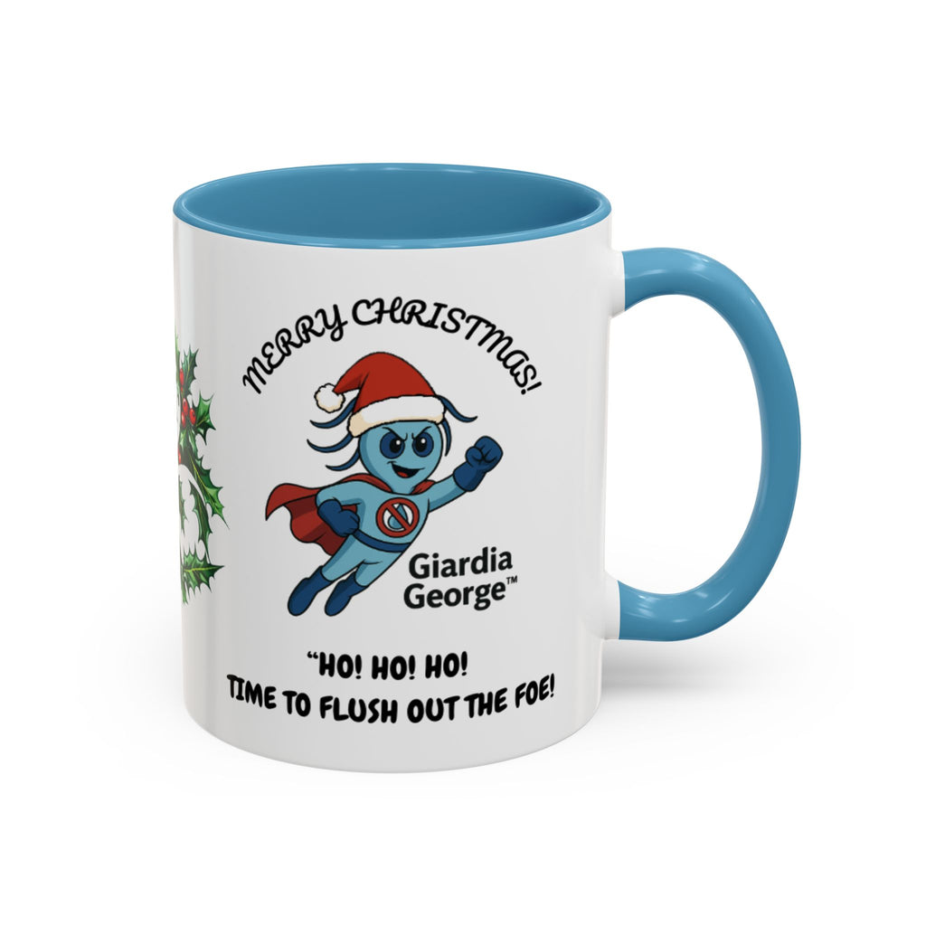 Giardia George™ Holiday Mug – Funny Science Christmas Gift with Microscope & Holly Biohazard