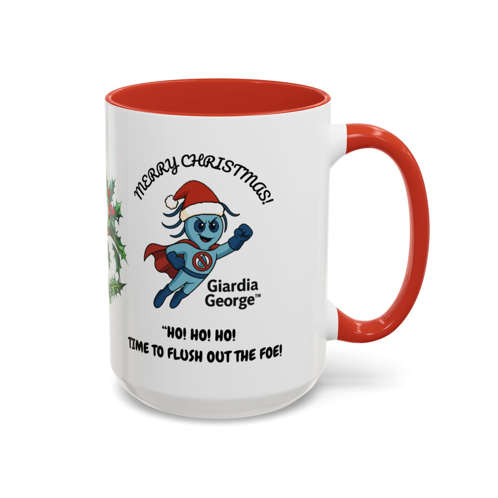 Giardia George™ Holiday Mug – Funny Science Christmas Gift with Microscope & Holly Biohazard