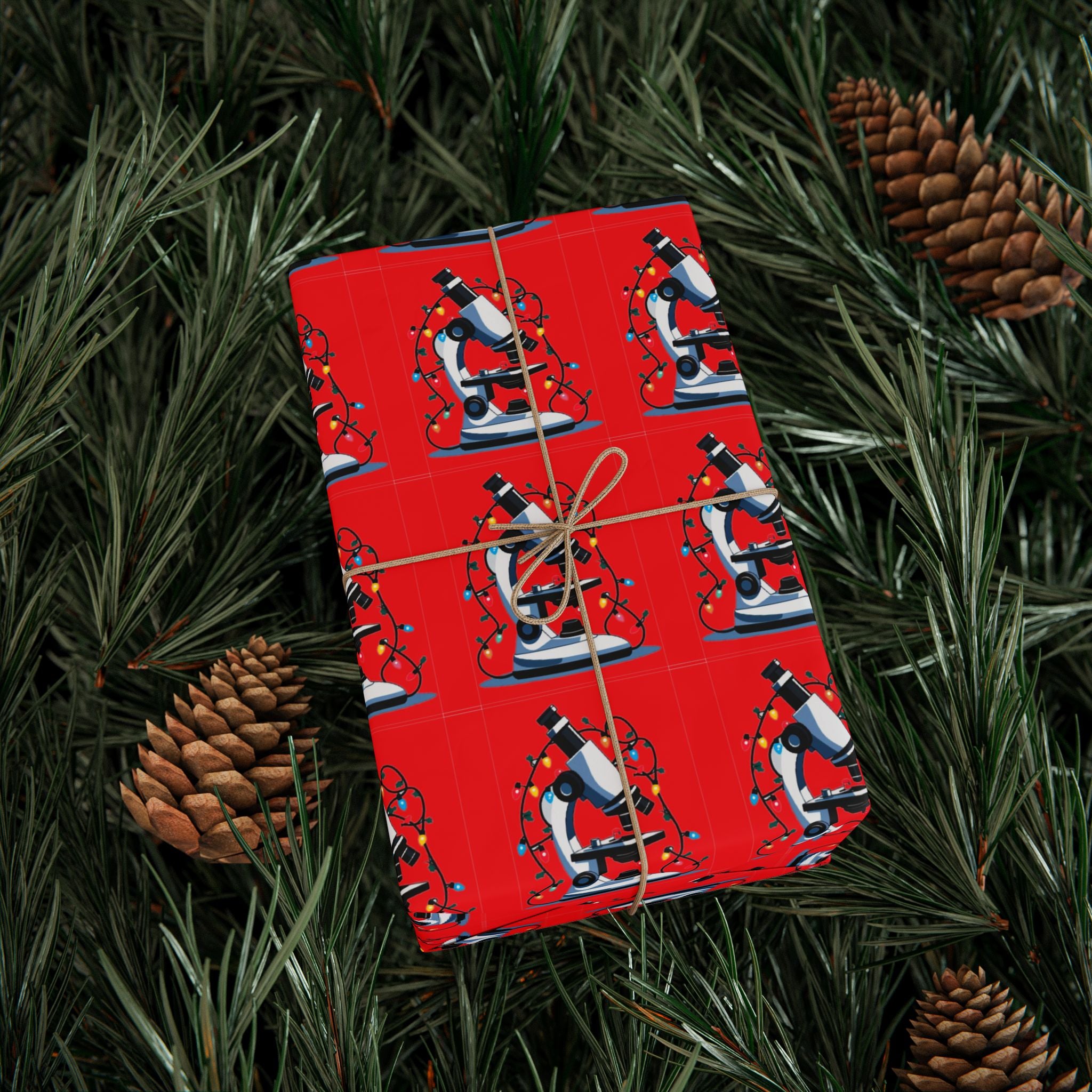 Festive Microscope Gift Wrap – Holiday Wrapping Paper for Curious Minds