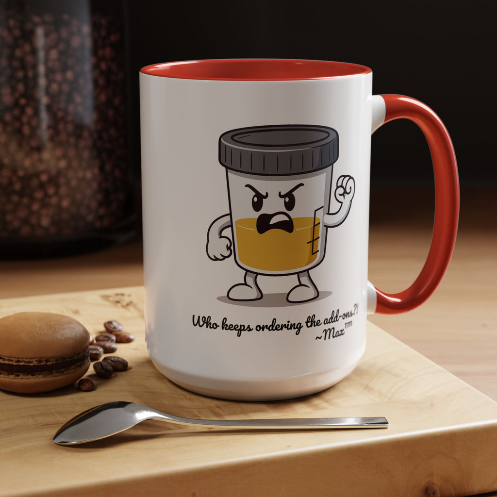 Max™ Double-Sided Specimen Cup Mug – “Add-Ons” Lab Humor by Lab Legends™