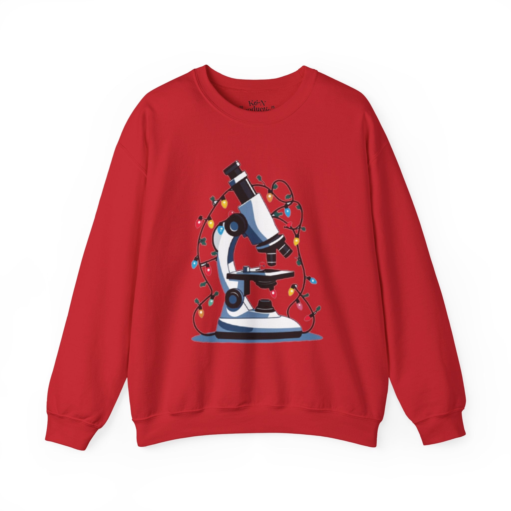 Science Holiday Sweatshirt – Microscope with Lights & Lab Poem “’Twas the Shift Before Christmas”
