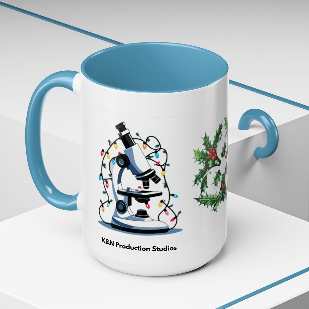 Giardia George™ Holiday Mug – Funny Science Christmas Gift with Microscope & Holly Biohazard