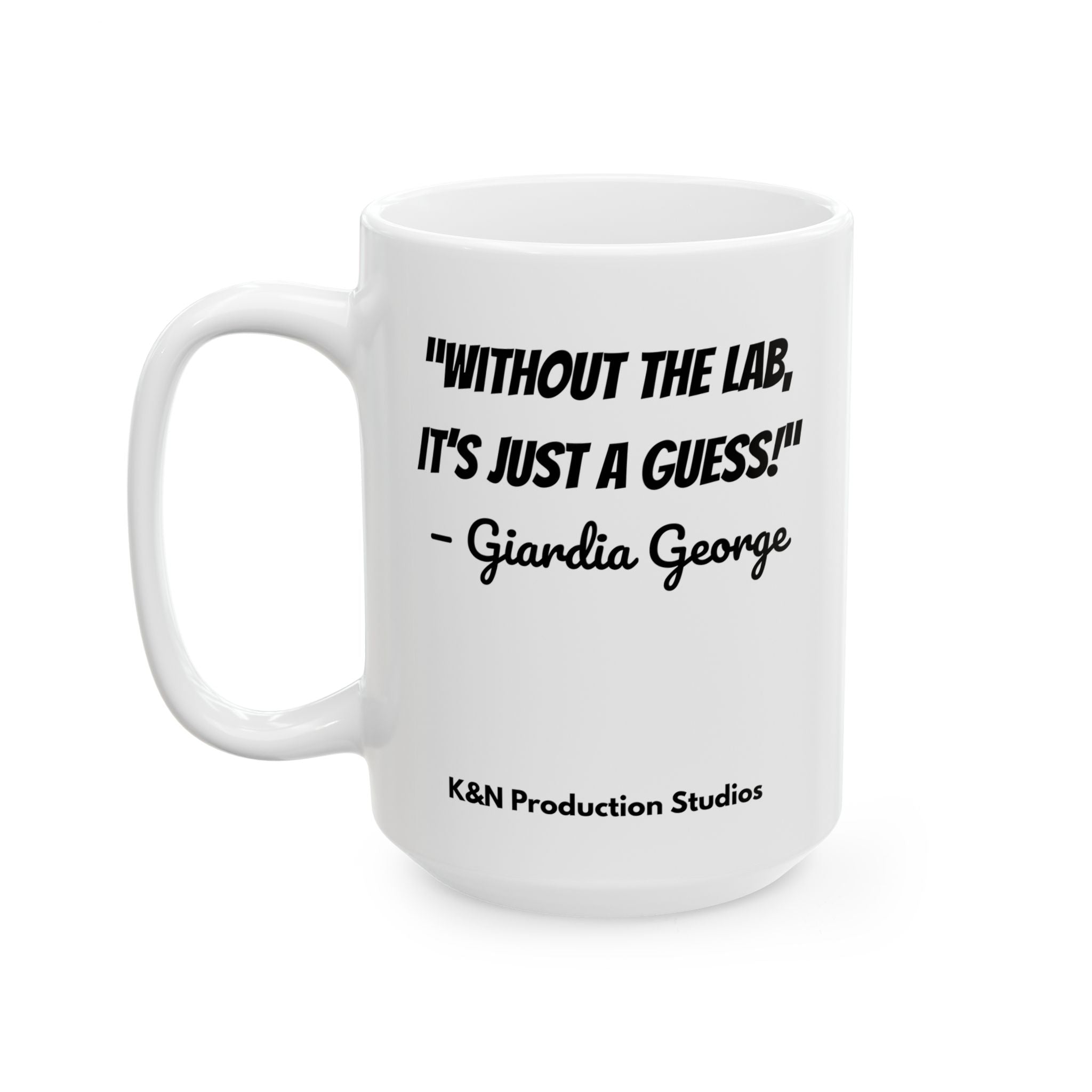 Mug - "Without the Lab, It’s Just a Guess" - Giardia George™ Flying Hero