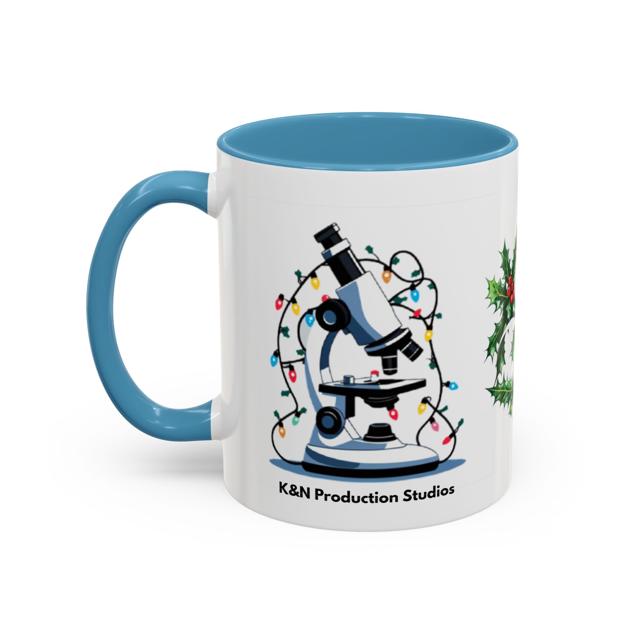 Giardia George™ Holiday Mug – Funny Science Christmas Gift with Microscope & Holly Biohazard