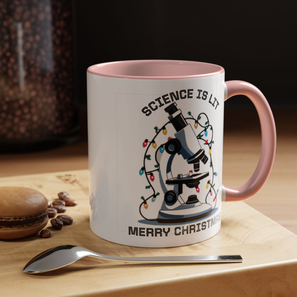 Festive Science Mug – “Science Is Lit” & “Deck the Halls” Dual-Sided Holiday Gift