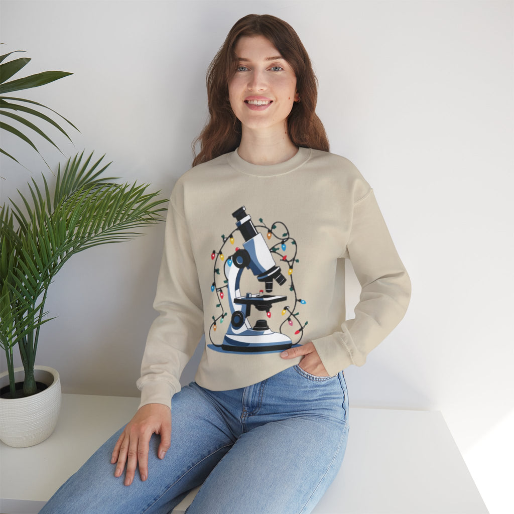 Science Holiday Sweatshirt – Microscope with Lights & Lab Poem “’Twas the Shift Before Christmas”