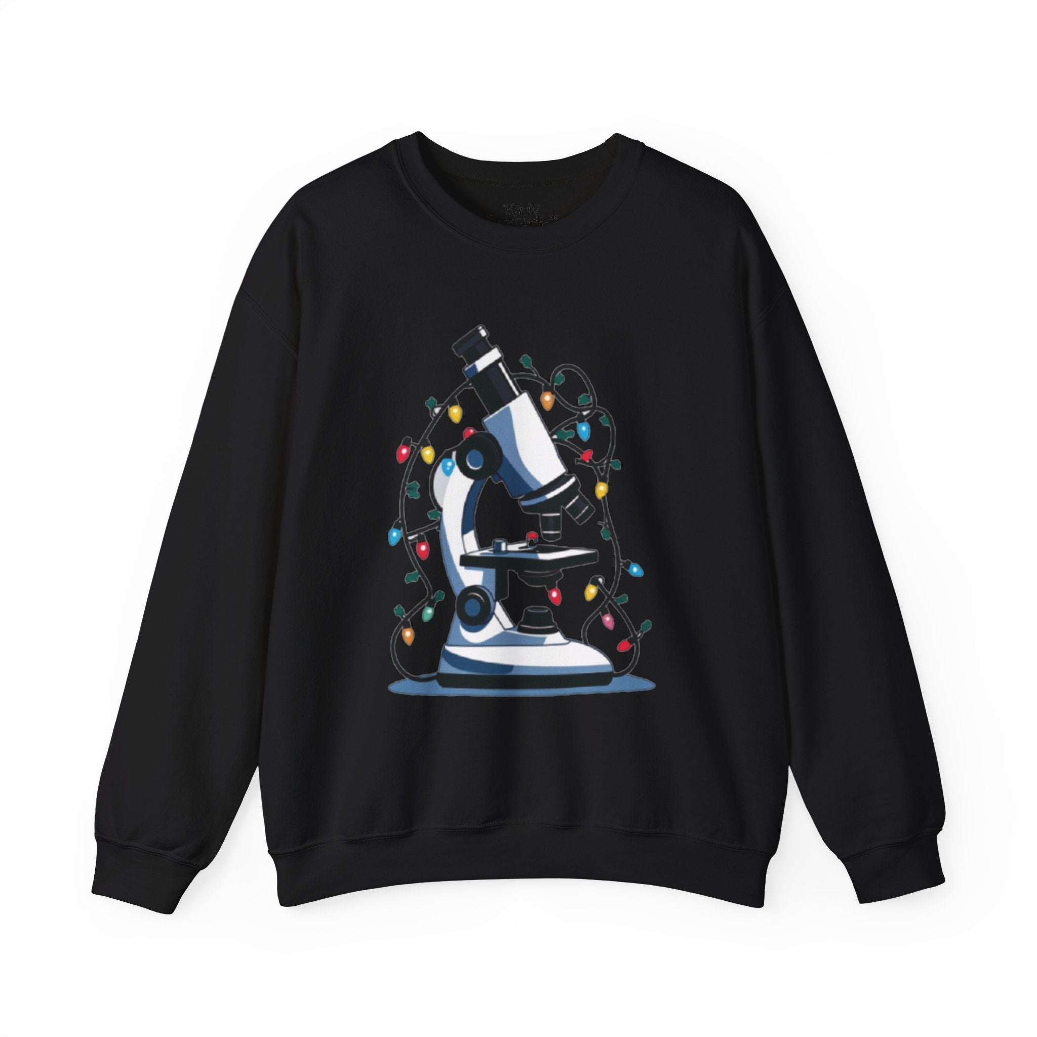 Science Holiday Sweatshirt – Microscope with Lights & Lab Poem “’Twas the Shift Before Christmas”