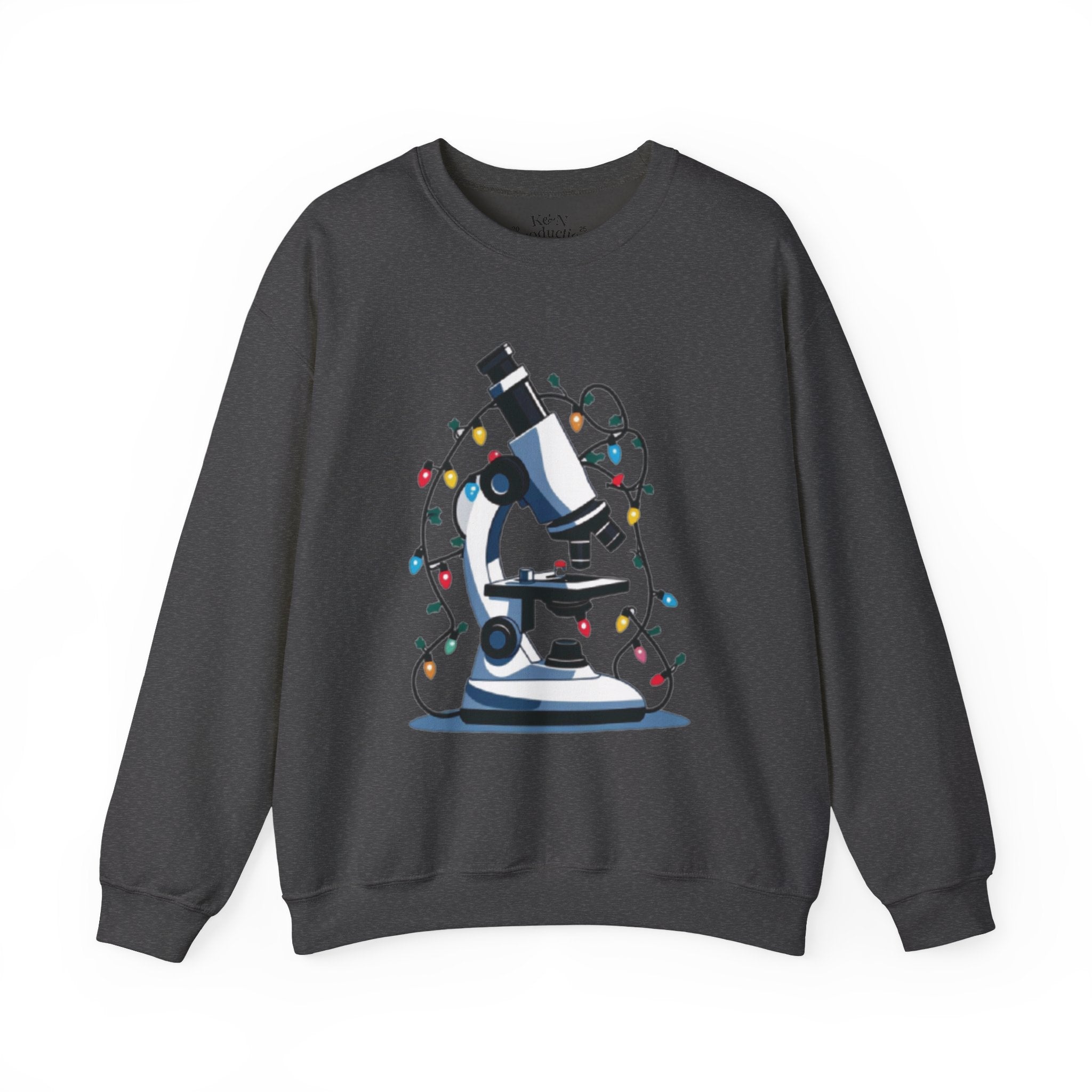 Science Holiday Sweatshirt – Microscope with Lights & Lab Poem “’Twas the Shift Before Christmas”