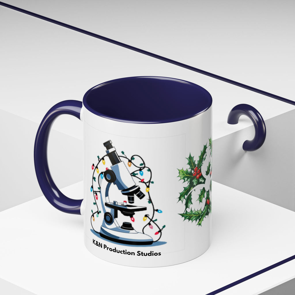 Giardia George™ Holiday Mug – Funny Science Christmas Gift with Microscope & Holly Biohazard