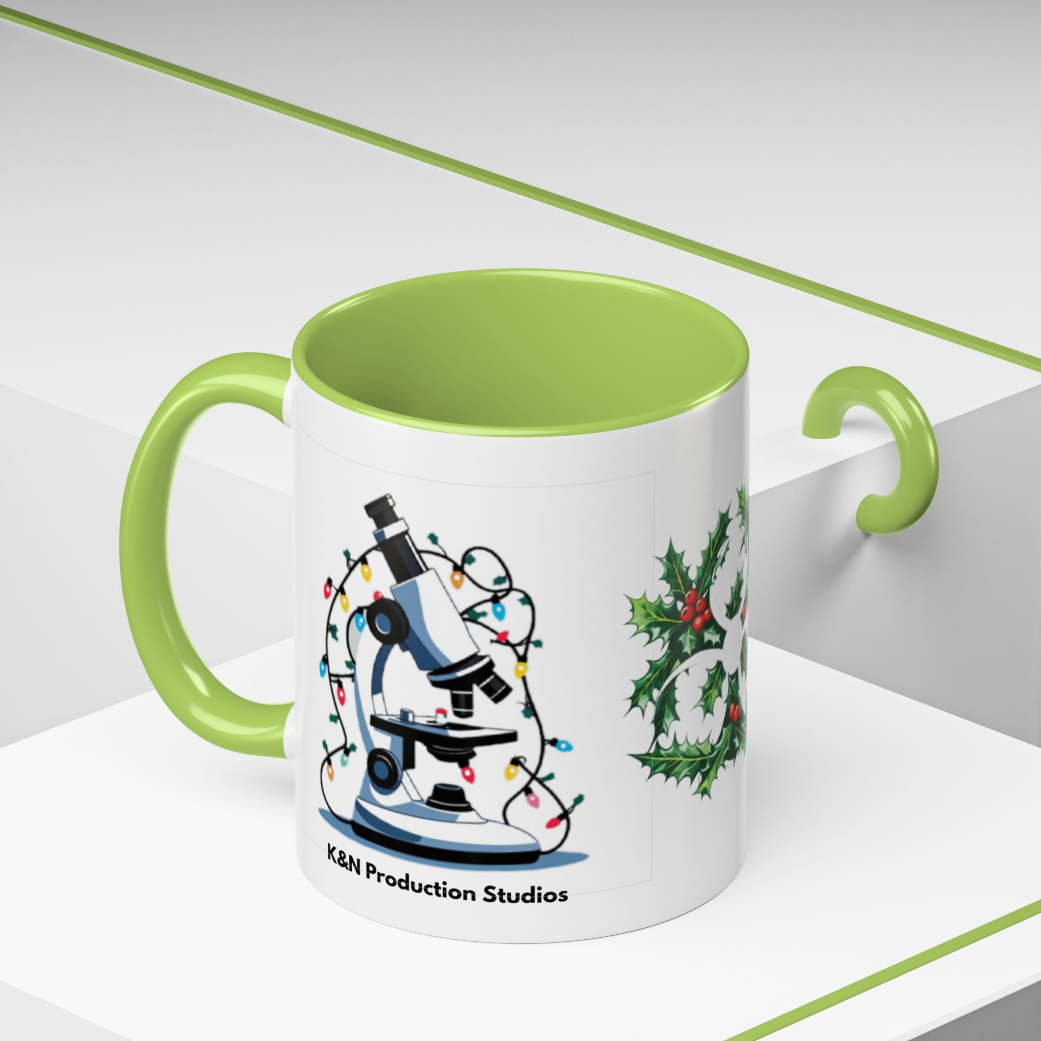 Giardia George™ Holiday Mug – Funny Science Christmas Gift with Microscope & Holly Biohazard