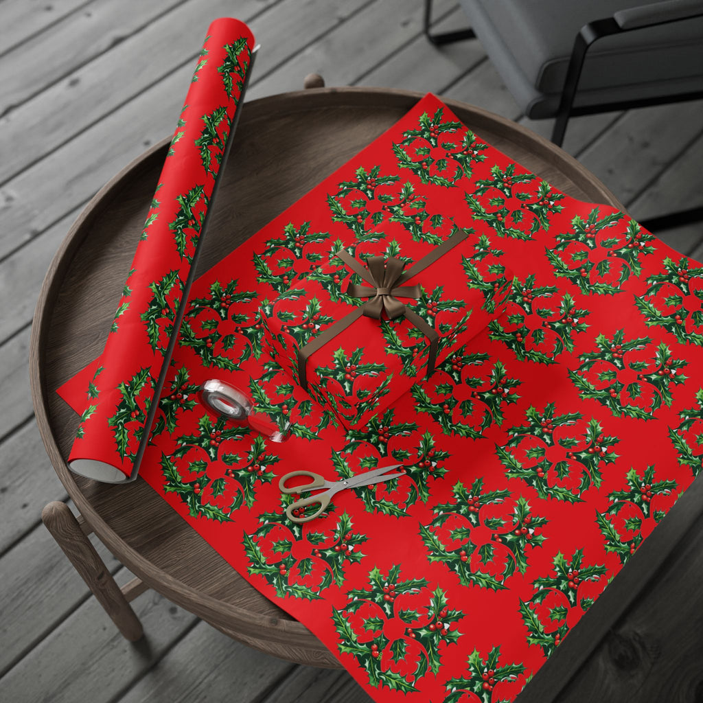 Biohazard Holly Wrapping Paper – Festive Science Gift Wrap with Berries & Leaves