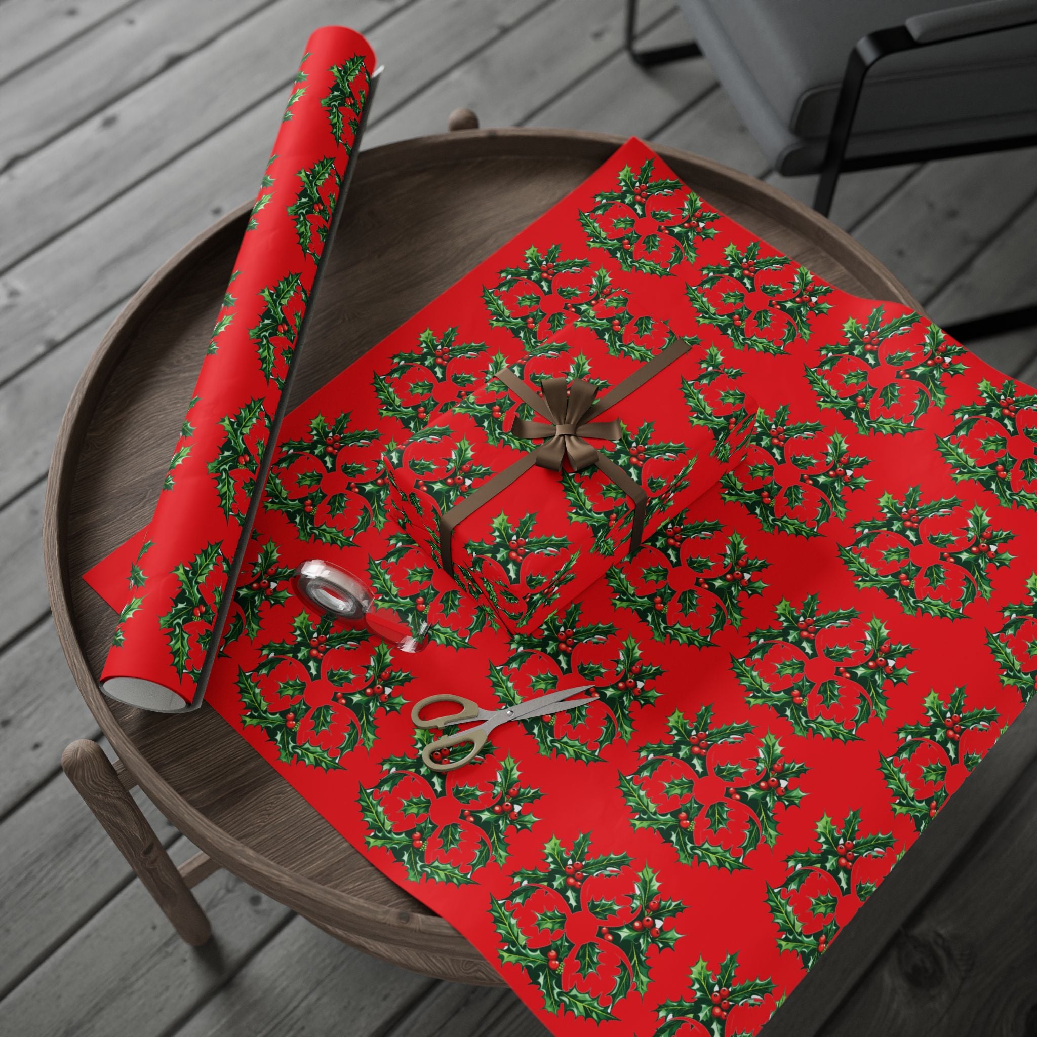 Biohazard Holly Wrapping Paper – Festive Science Gift Wrap with Berries & Leaves