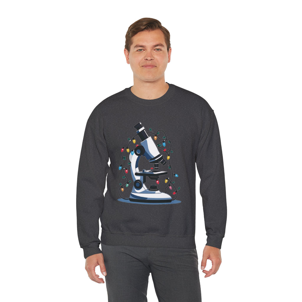 Science Holiday Sweatshirt – Microscope with Lights & Lab Poem “’Twas the Shift Before Christmas”