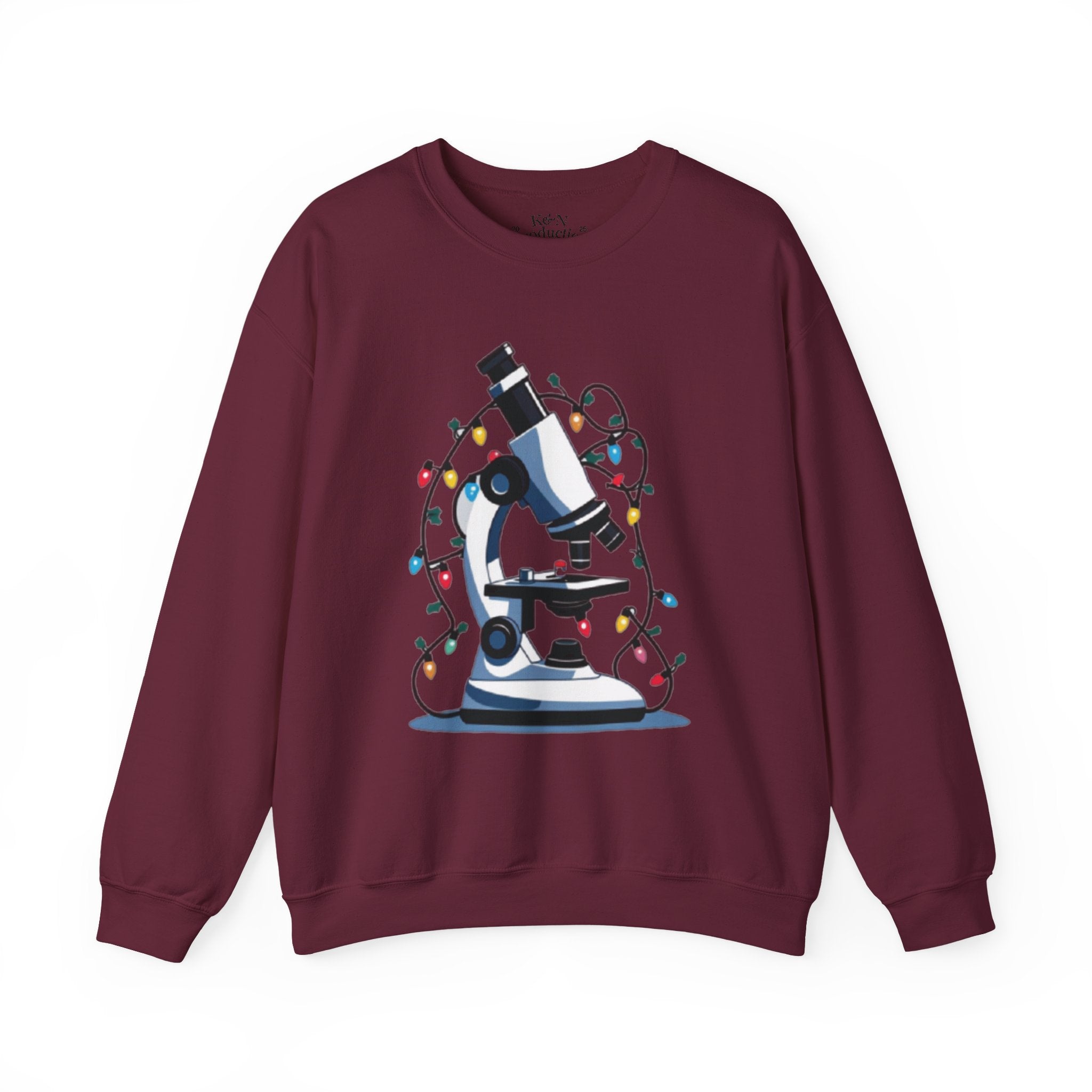 Science Holiday Sweatshirt – Microscope with Lights & Lab Poem “’Twas the Shift Before Christmas”