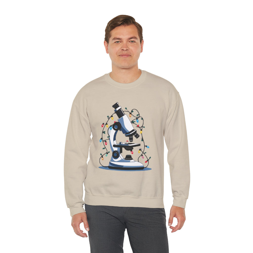 Science Holiday Sweatshirt – Microscope with Lights & Lab Poem “’Twas the Shift Before Christmas”