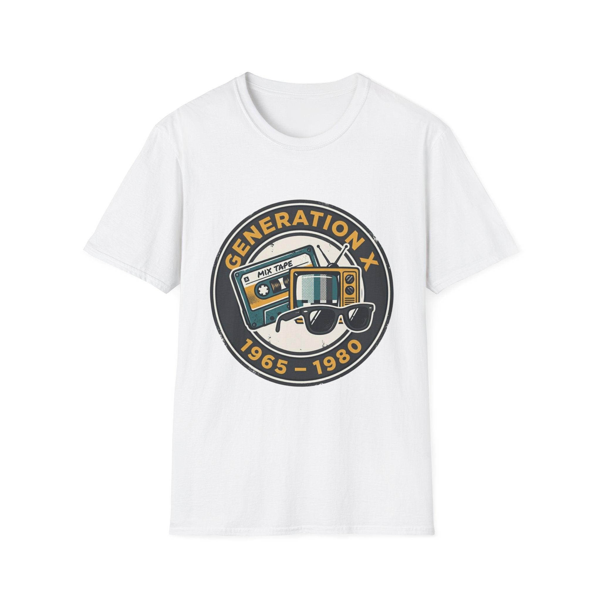 Generation X Retro T-Shirt (1965–1980) – Vintage Cassette Graphic Tee | Unisex Softstyle Shirt | 80s 90s Nostalgia | Gen X Gift