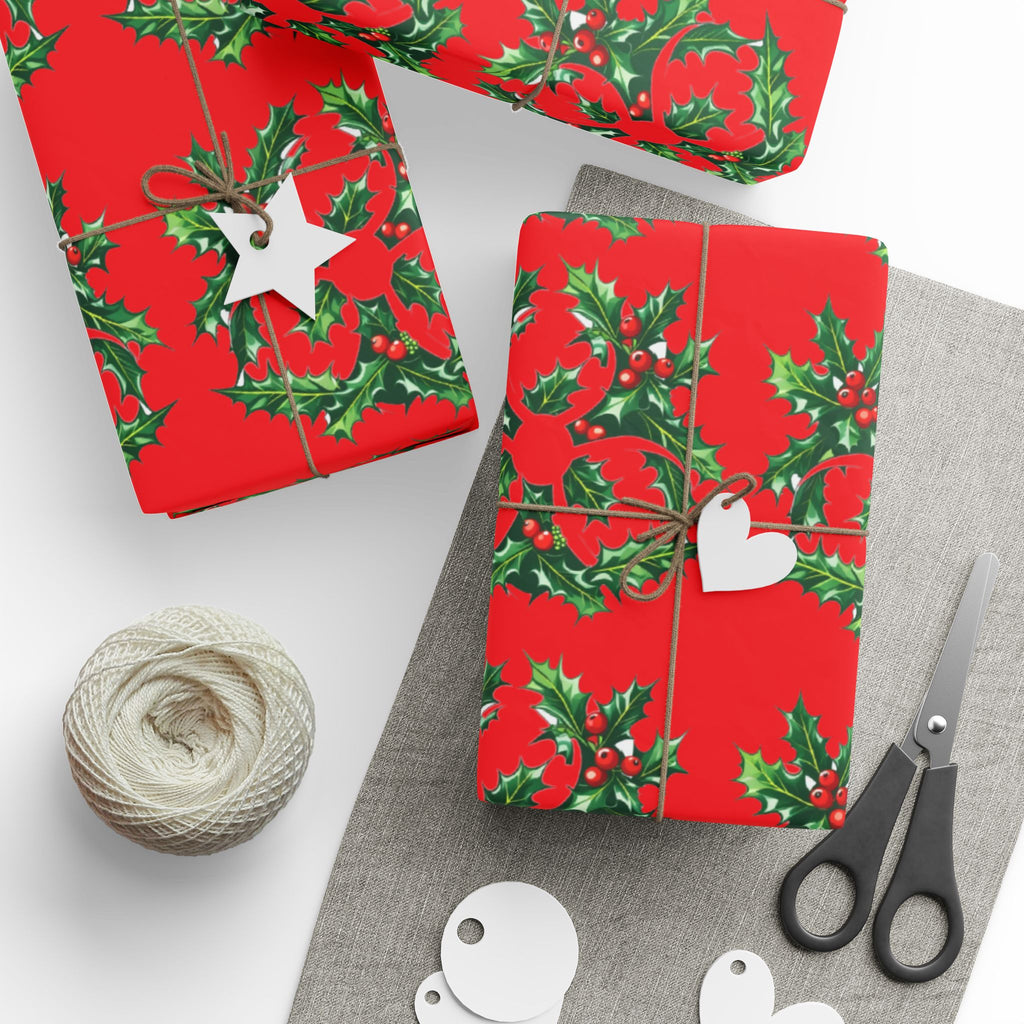 Biohazard Holly Wrapping Paper – Festive Science Gift Wrap with Berries & Leaves