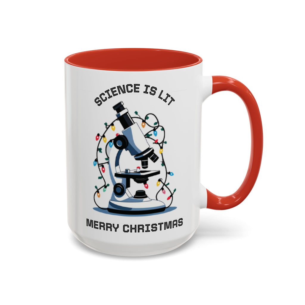 Festive Science Mug – “Science Is Lit” & “Deck the Halls” Dual-Sided Holiday Gift