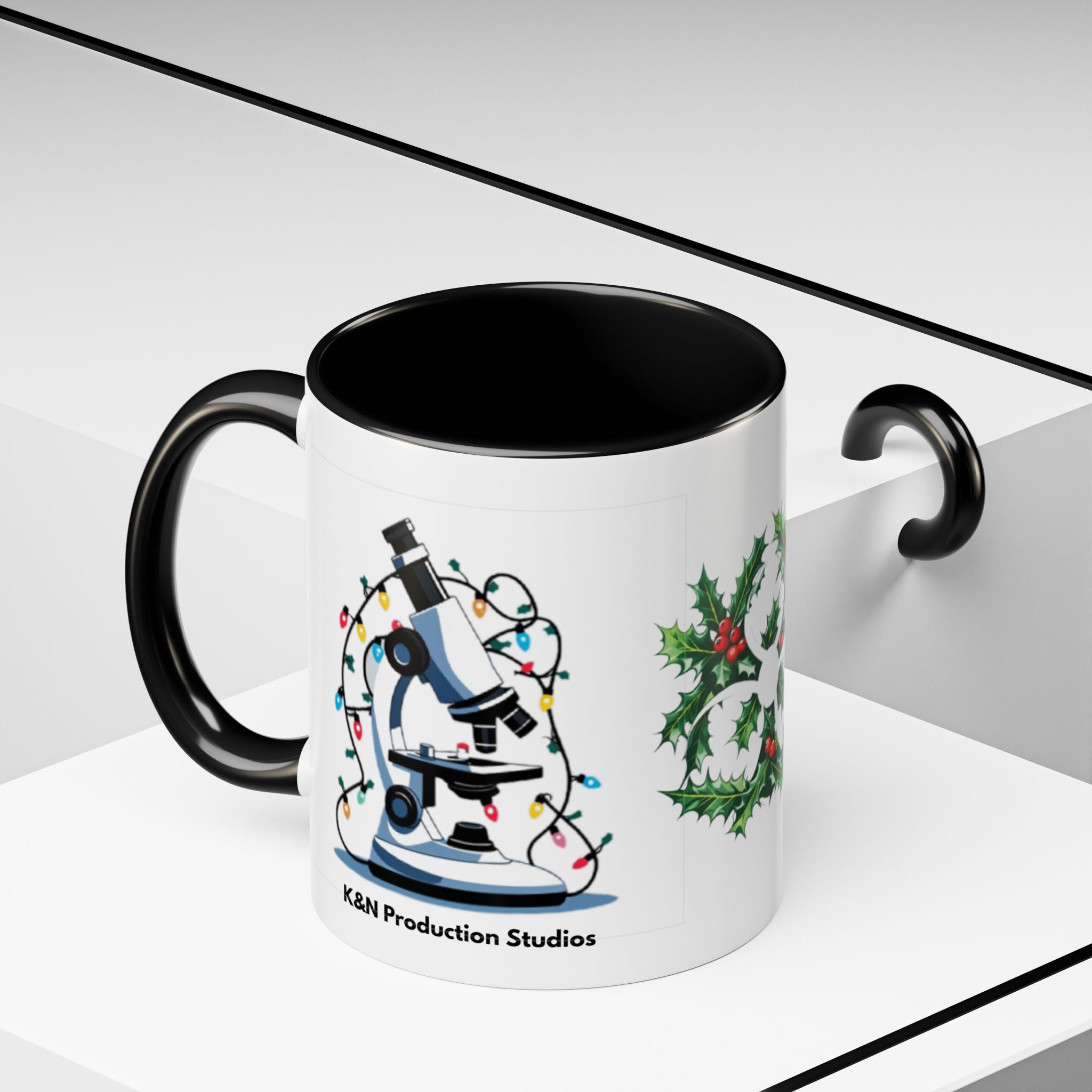 Giardia George™ Holiday Mug – Funny Science Christmas Gift with Microscope & Holly Biohazard